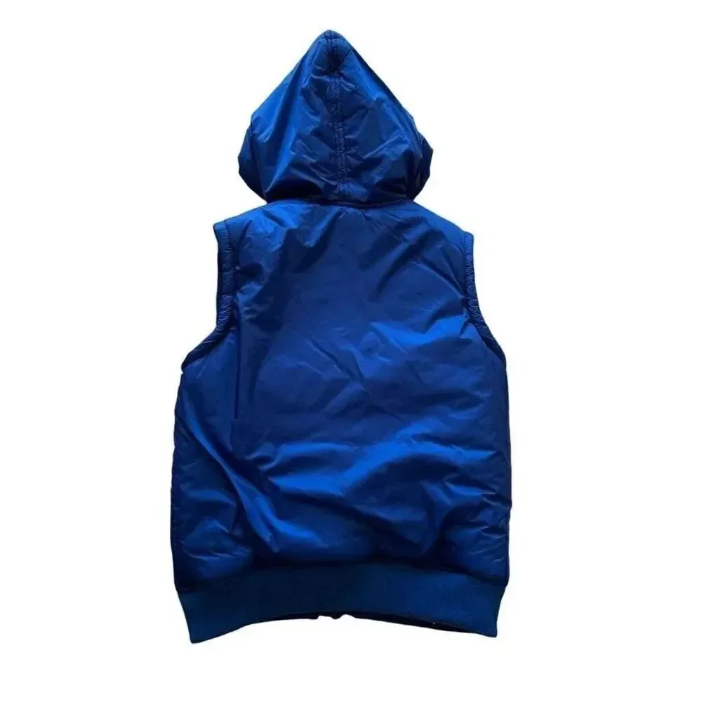 Gymboree Boys Zip Up Vest Blue W/ Red Stripe Puffer Vest Lined SZ M #2228
